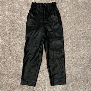 Madewell Black Faux Leather Paperbag Pants